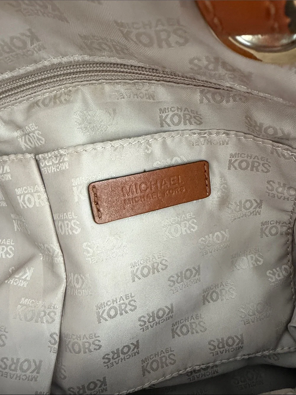 Michael Kors Red Canvas Tote with Brown Leather Straps